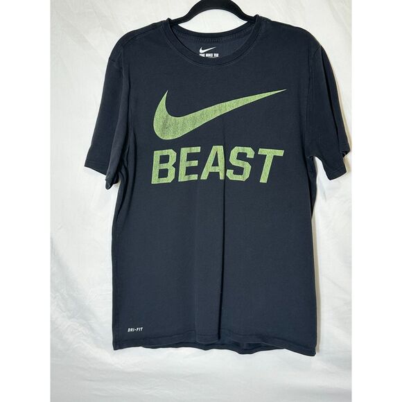 The Nike Tee Men's Dri Fit Athletic Cut BEAST Swoosh Logo Size L - Picture 1 of 3